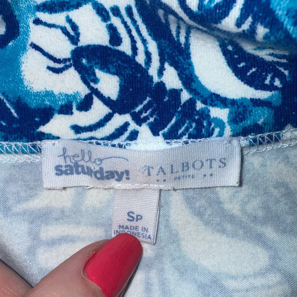 Talbots Women's Blue Seashell Print 1/4 Zip Pullover, sz Small Petite - Picture 11 of 13